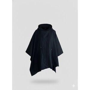 Vintage Harvé Benard 100% Wool Hooded Poncho Cape | Black | Size Small